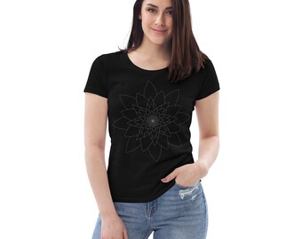100% Organic Cotton T-Shirt with Subtle Flower Mandala Design | Comfortable & Eco-Friendly | Womens Casual Wear