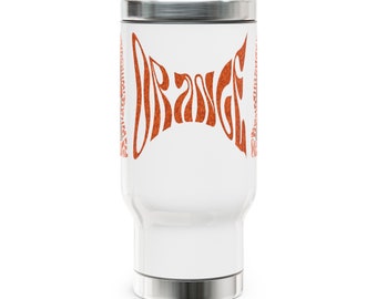 ORANGE Stainless Steel Travel Mug with Handle, 14oz