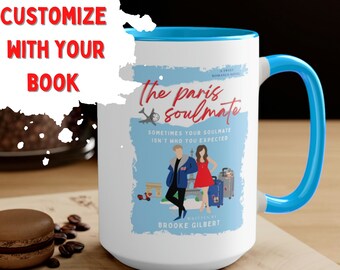 The Paris Soulmate book mug. Big coffee mug for book nerd & book lover gifts. Perfect Paris gifts and book merch gift. Large coffee mug.