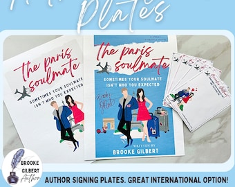 Book labels / author plate for The Paris Soulmate Brooke Gilbert. Book plates Romance novel. Paris gifts, romance reader, travel book