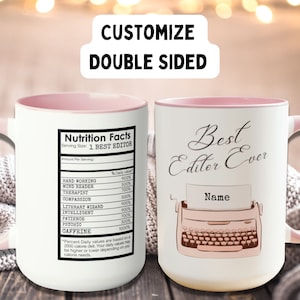 Editor bookish mug. This doubled mug is the perfect big coffee mug or book mug gift. Large coffee mug. Literary mug or book themed gifts.