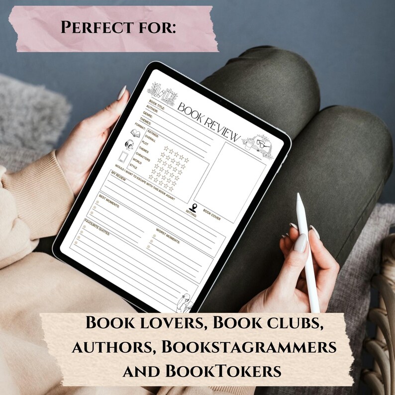 Book Review Printable PDF | Fillable Reading Tracker | Book Journal ...