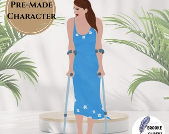 Hand-Drawn Custom Romance Book Character Illustration: Inclusive Design