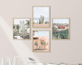 Gallery Wall Art Prints Set of 4, Cactus Desert Prints, Travel Landscape Wall Art  Decor, Modern Coastal Poster Framed | Unframed