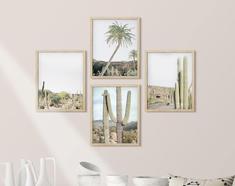 Gallery Wall Art Prints Set of 4, Cactus Desert Prints, Travel Landscape Wall Art  Decor, Modern Tropical Poster Framed | Unframed