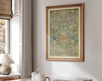 Premium Framed Wall Art Vintage Floral Botanical Antique Tapestry Print Dark Flower Pattern Art Classic Farmhouse Wall Decor