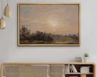 Landscape Wall Art Print Framed, Vintage Landscape Art Print, Modern Farmhouse Wall Decor, Rustic Country Landscape Canvas Art