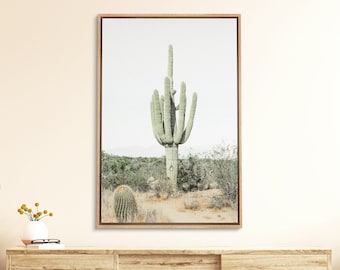 Framed Canvas Wall Art Cactus Southwest Desert Landscape Print Modern Wall Art Western Decor