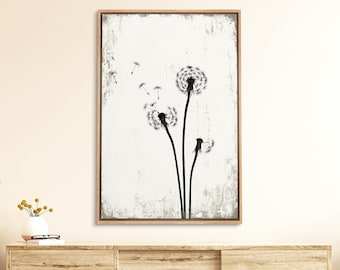 Framed Canvas Wall Art Dandelion Flowers Prints Minimalist Modern Wall Art Decor