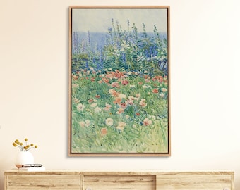 Lienzo enmarcado, arte de pared, campo de flores silvestres, impresiones botánicas florales, arte minimalista vintage, decoración de pared moderna de Framhouse