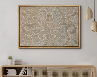 Framed Canvas Wall Art Neutral Tapestry Textile Print Vintage Wall Art Modern Farmhouse Wall Decor