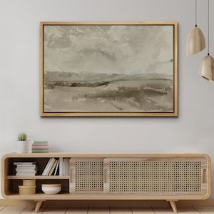 Framed Canvas Print Wall Art Abstract Mountain Valley Print Modern Art Minimalist Neutral Decor
