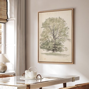 Framed Canvas Wall Art Prints Sketch Landscape Tree Wall Art Vintage Retro Rustic Minimalist Modern Wall Art Farmhouse Decor