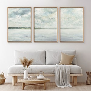 Framed Canvas Wall Art Set of 3 Abstract Landscape Prints Minimalist Modern Art Nature Wall Decor