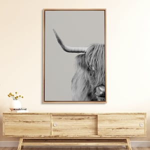 Framed Canvas Wall Art Highland Cow Animals Photography Print Art Modern Farmhouse Home Decor