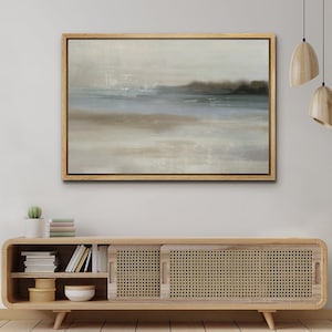 Framed Canvas Print Wall Art Pastel Abstract Landscape Print Modern Art Minimalist Neutral Decor