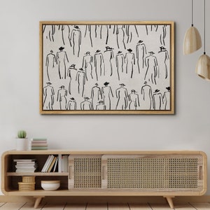 Framed Canvas Wall Art Figure Sketch Art Vintage Drawing Abstract Prints Minimalist Modern Art Neutral Wall Decor