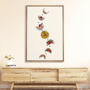 Framed Canvas Wall Art Floral Botanical Moon Phases Print Minimalist Modern Art Boho Wall Decor