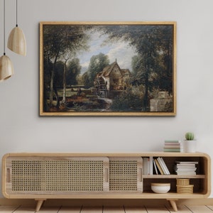 Vintage Framed Canvas Wall Art Print, Vintage Landscape Print, Modern Farmhouse Wall Decor, Rustic Country Landscape Wall Art