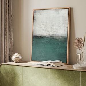 Framed Canvas Wall Art Prints Abstract Green Gray Print Minimalist Modern Neutral Wall Art Living Room Wall Decor