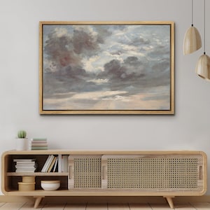 Framed Canvas Print Wall Art Pastel Abstract Cloud Sky Print Modern Art Minimalist Decor