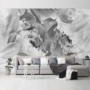 Watercolor Peony Peel and Stick Wallpaper Self Adhesive Removable Soft Floral Wall Mural Neutral Boho Wall Decor