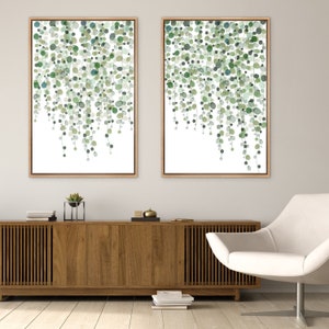 Framed Canvas Wall Art Set Green Abstract Floral Botanical Prints ...