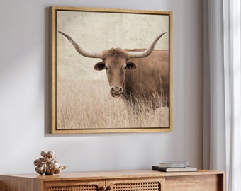 Framed Canvas Wall Art Prints Highland Cow Animals Photography Art Print Minimalist Modern Farmhouse Wall Decor
