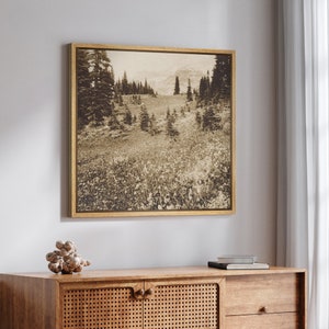 Framed Canvas Wall Art Prints Vintage Forest Woodland Landscape Print Minimalist Modern Farmhouse Wall Art Decor