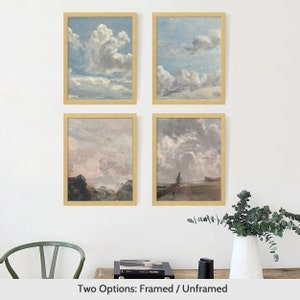 Vintage Posters, Gallery Wall Art Prints Set, Vintage Landscape Wall Art Print, Cloud Art Print, Rustic Framhouse Decor