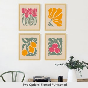 Pósters vintage, impresiones de arte mural para galería, impresiones de flores abstractas, impresiones de frutas, impresiones florales botánicas, decoración minimalista