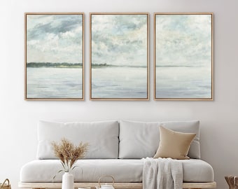 Framed Canvas Wall Art Set of 3 Abstract Landscape Prints Minimalist Modern Art Nature Wall Decor