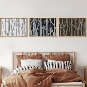 Framed Canvas Wall Art Set of 3 Abstract Trees Nature Rustic Landscape Prints Minimalist Vintage Art Modern Farmhouse Wall Decor