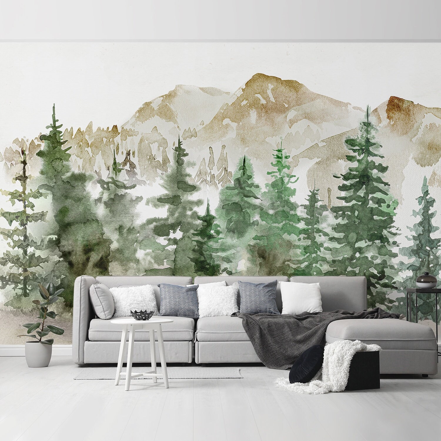Forest Wallpaper Woodland Wall Mural Pine Tree Peel and Stick Self ...