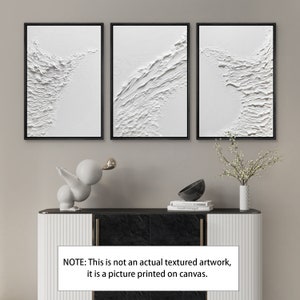 Framed Canvas Wall Art Set of 3 White Textured Effect Abstract - Etsy