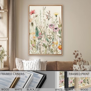 Framed Canvas Wall Art Set Watercolor Wildflowers Floral Botanical Prints Minimalist Modern Art Boho Wall Decor immagine 9