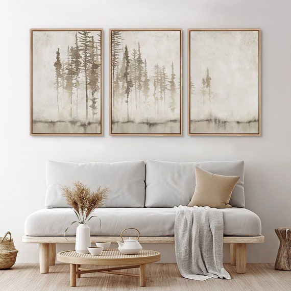 Zen Tree Wood Wall Art 3D Panels Set Of 3 Textured Wall Art, Trees Wall Decor Forest Mountains Artwork Boho Modern Farmhouse Gift