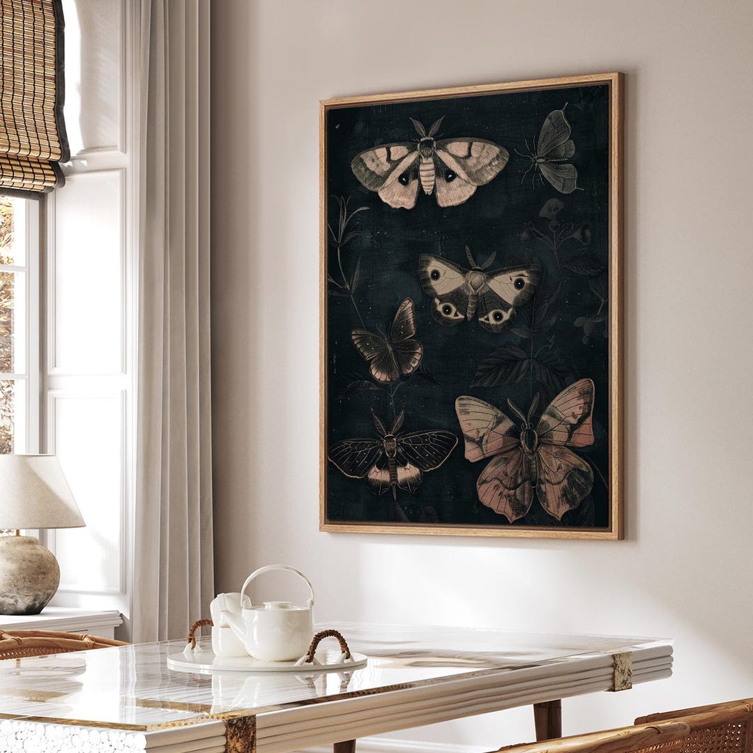 Framed Canvas Wall Art Abstract Dark Black Butterfly Insect Art Framed Canvas Wall Art Abstract Dark Black Butterfly Insect Art