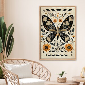 Framed Canvas Wall Art Butterfly Botanical Floral Art Print Minimalist ...