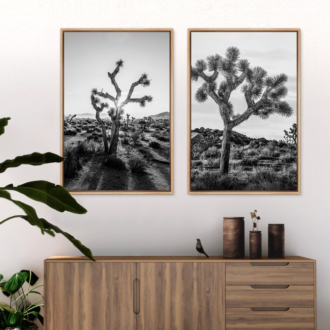 Framed Canvas Wall Art Set Joshua Tree Southwest Desert Landscape ...
