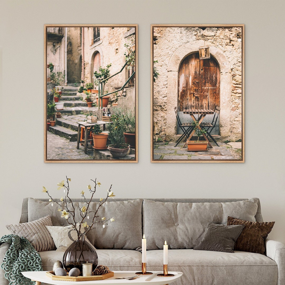 Framed Canvas Wall Art Set of 2 Alley Landscape Architecture