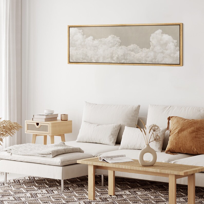 Large Wall Art Framed Canvas Print Abstract Neutral Cloudscape Beige ...