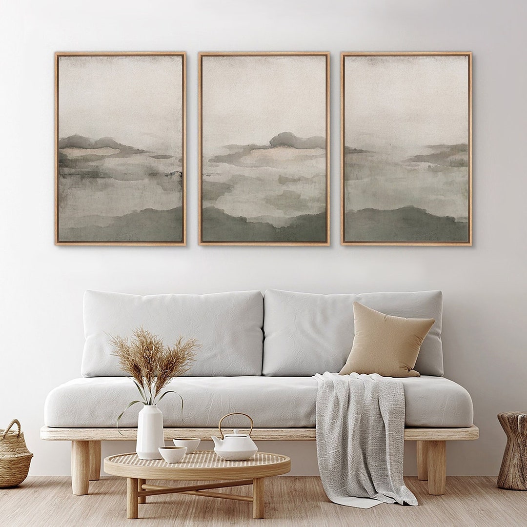 Framed Canvas Wall Art Set of 3 Abstract Desert Landscape Prints ...