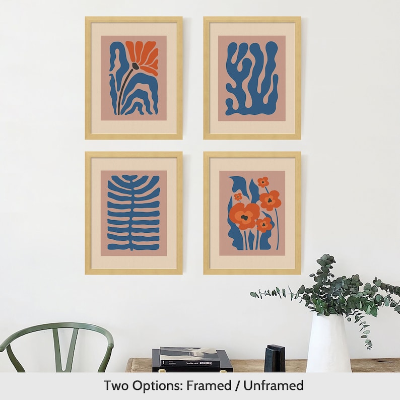 Vintage Posters Gallery Wall Art Prints Set Abstract Flower Etsy
