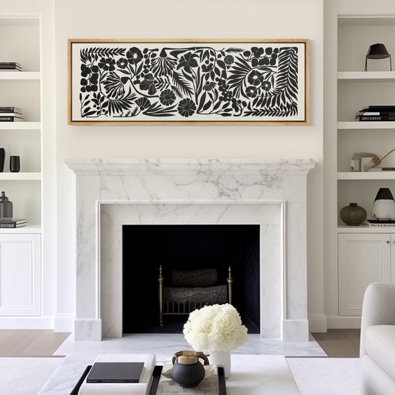 Set Of 3 Black And White Botanical Canvas Wall Art - Minimalist Flower Paintings 12x16in Framed