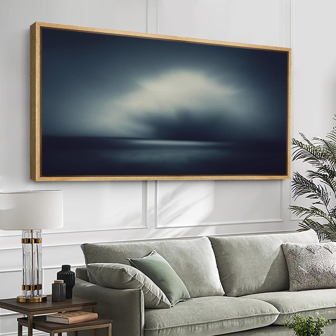 Cloud Ocean Wall Art - Large Framed Abstract Mist Canvas Print, Dark ...
