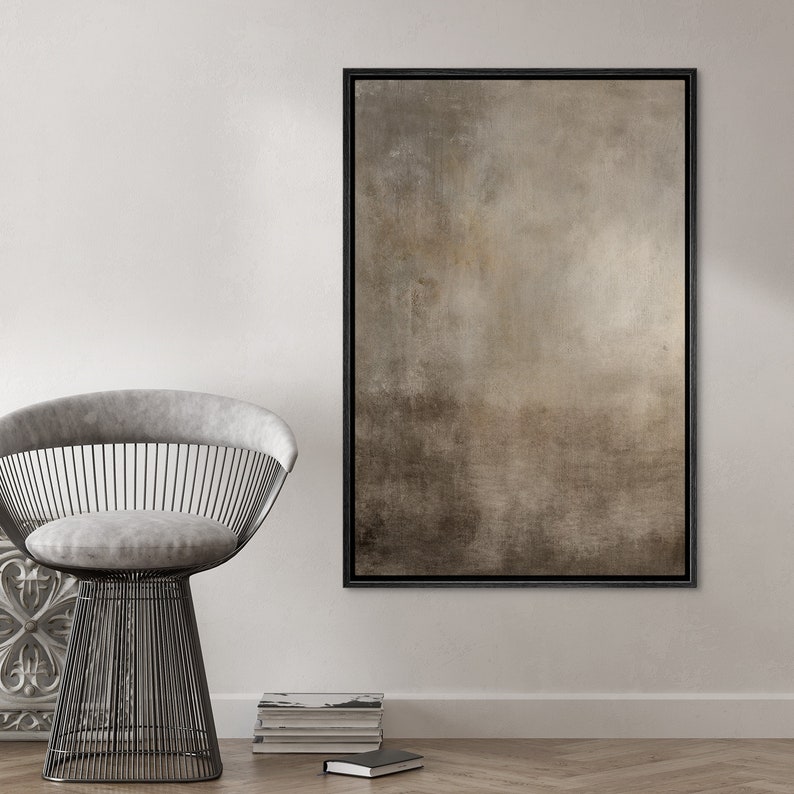Framed Canvas Wall Art Abstract Beige Brown Neutral Wall Art Print ...