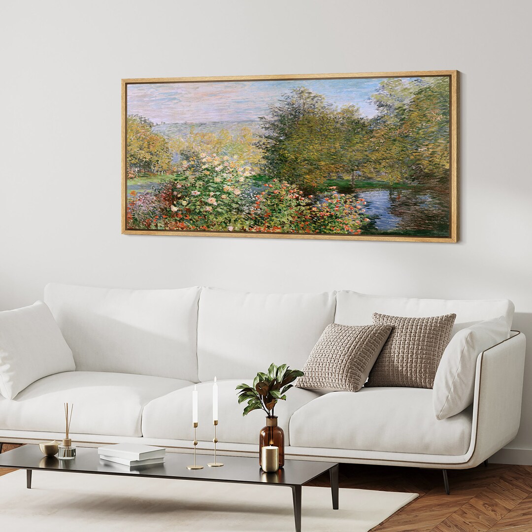Large Wall Art Framed Canvas Vintage Wildflower Field Prints Landscape ...