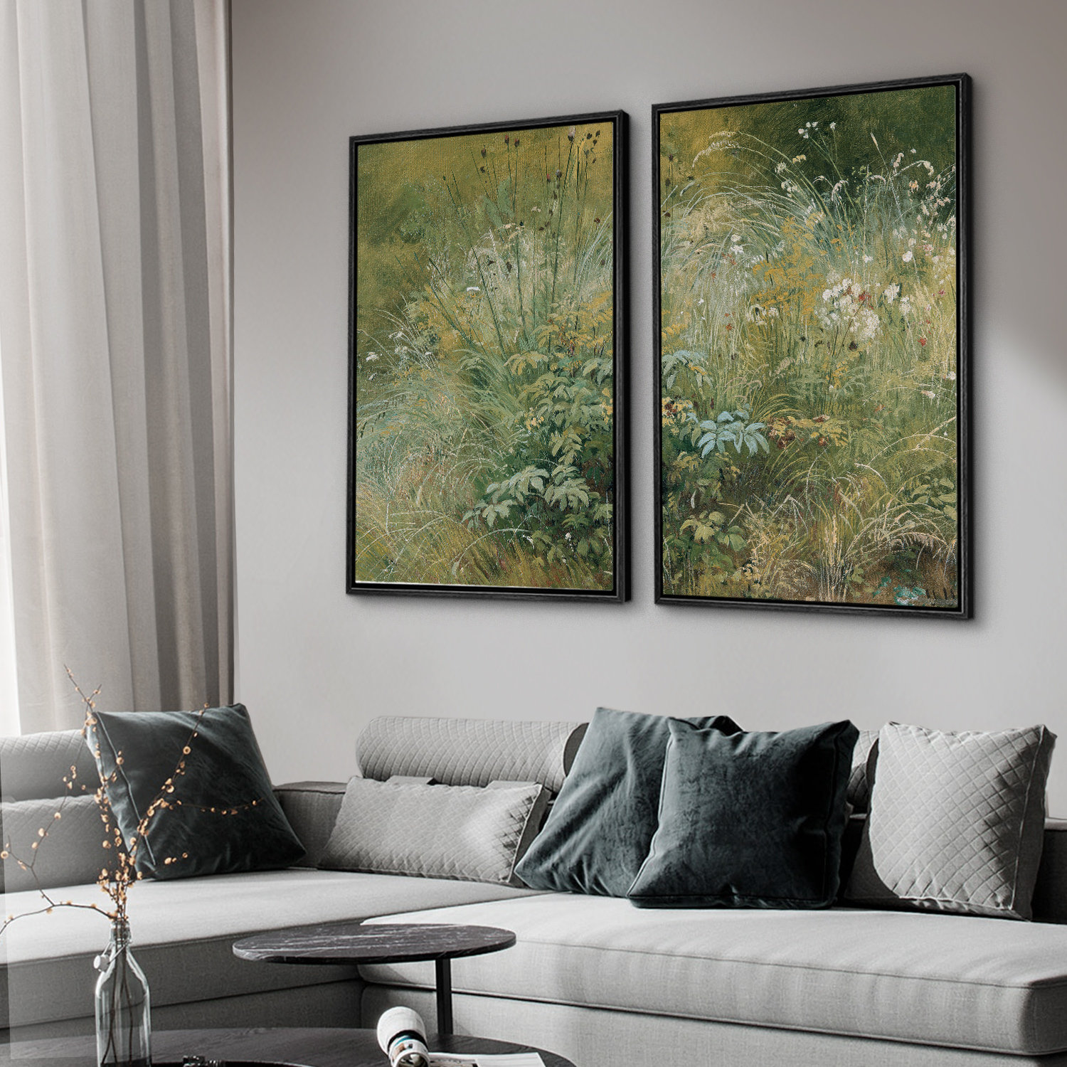 Framed Canvas Wall Art Set Wildflower Field Botanical Floral Print ...