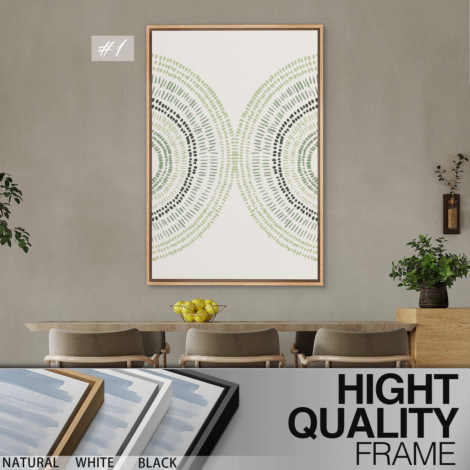 Framed Canvas Wall Art Set of 3 Sage Green Abstract Wood Tree Rings ...
